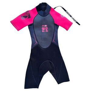 Body Glove Red Black Kids Youth Shorty Back Zip Neoprene Summer Wetsuit Size 8